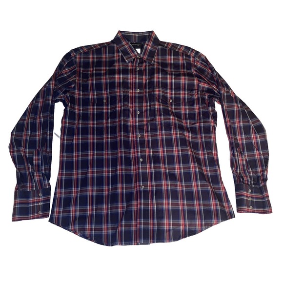 Wrangler Western Pearl Snap Shirt Men Size Large Plaid Wrinkle‎ Resistant - Picture 1 of 10